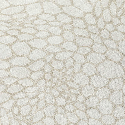 Tabselect Home Line 8' Ivory And Beige Round Geometric Washable Indoor Outdoor Area Rug