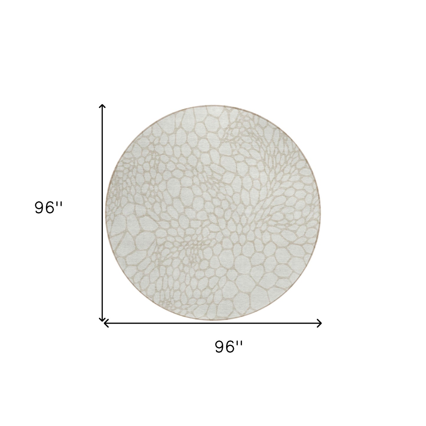 Tabselect Home Line 8' Ivory And Beige Round Geometric Washable Indoor Outdoor Area Rug