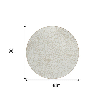 Tabselect Home Line 8' Ivory And Beige Round Geometric Washable Indoor Outdoor Area Rug