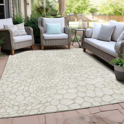 Tabselect Home Line 8' X 10' Ivory And Beige Geometric Washable Indoor Outdoor Area Rug