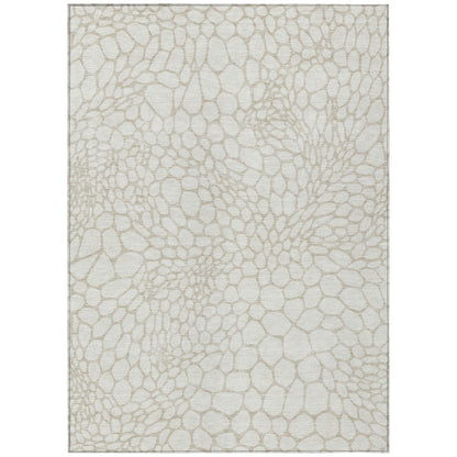 Tabselect Home Line 8' X 10' Ivory And Beige Geometric Washable Indoor Outdoor Area Rug