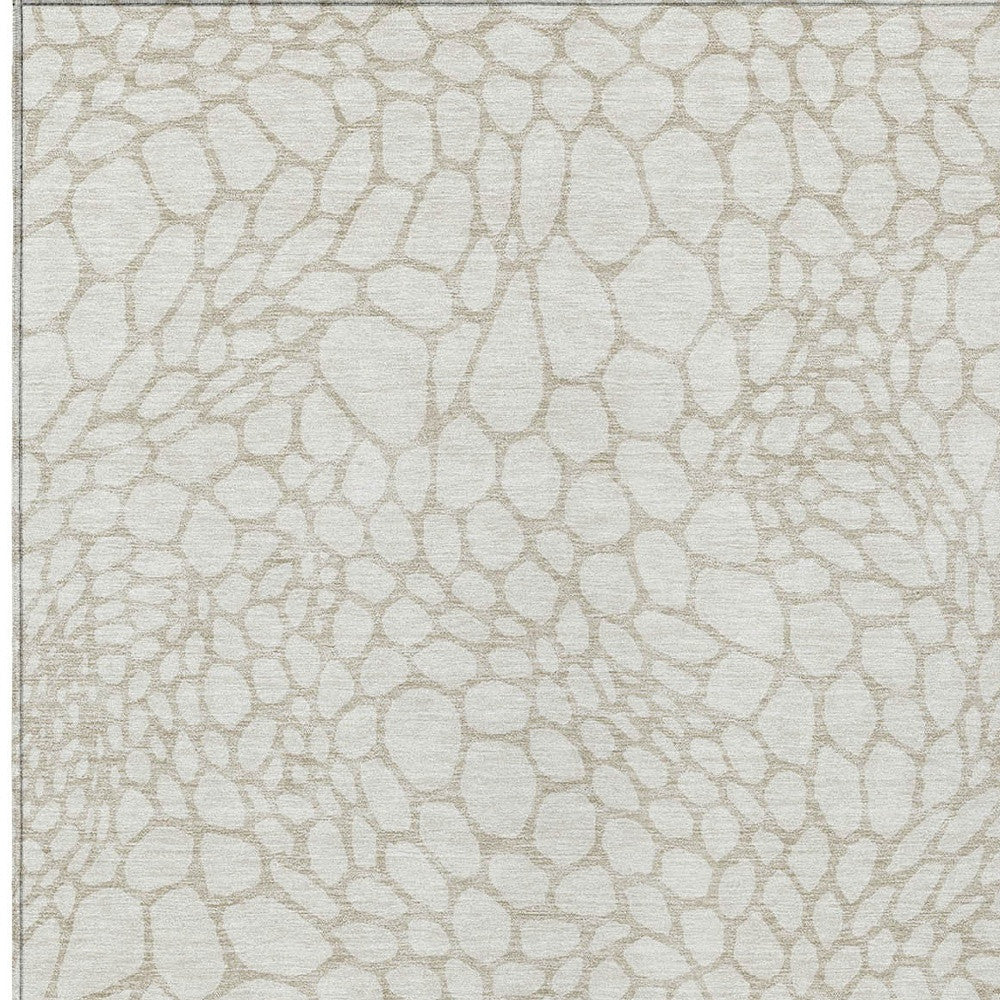 Tabselect Home Line 8' X 10' Ivory And Beige Geometric Washable Indoor Outdoor Area Rug