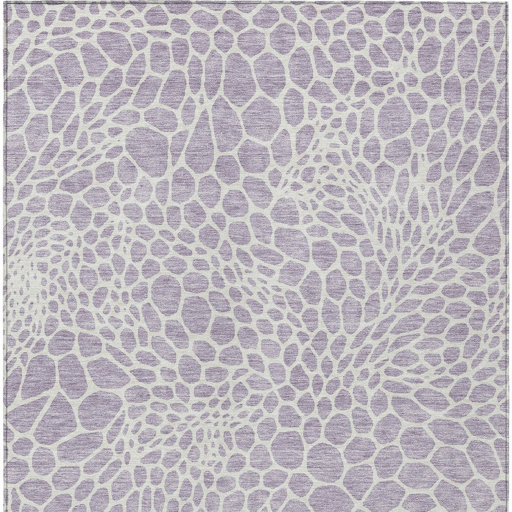 Tabselect Home Line 5' X 8' Lilac And Ivory Geometric Washable Indoor Outdoor Area Rug