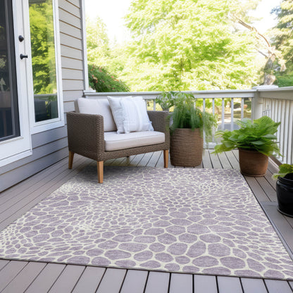 Tabselect Home Line 5' X 8' Lilac And Ivory Geometric Washable Indoor Outdoor Area Rug