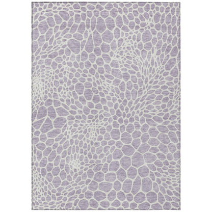 Tabselect Home Line 5' X 8' Lilac And Ivory Geometric Washable Indoor Outdoor Area Rug