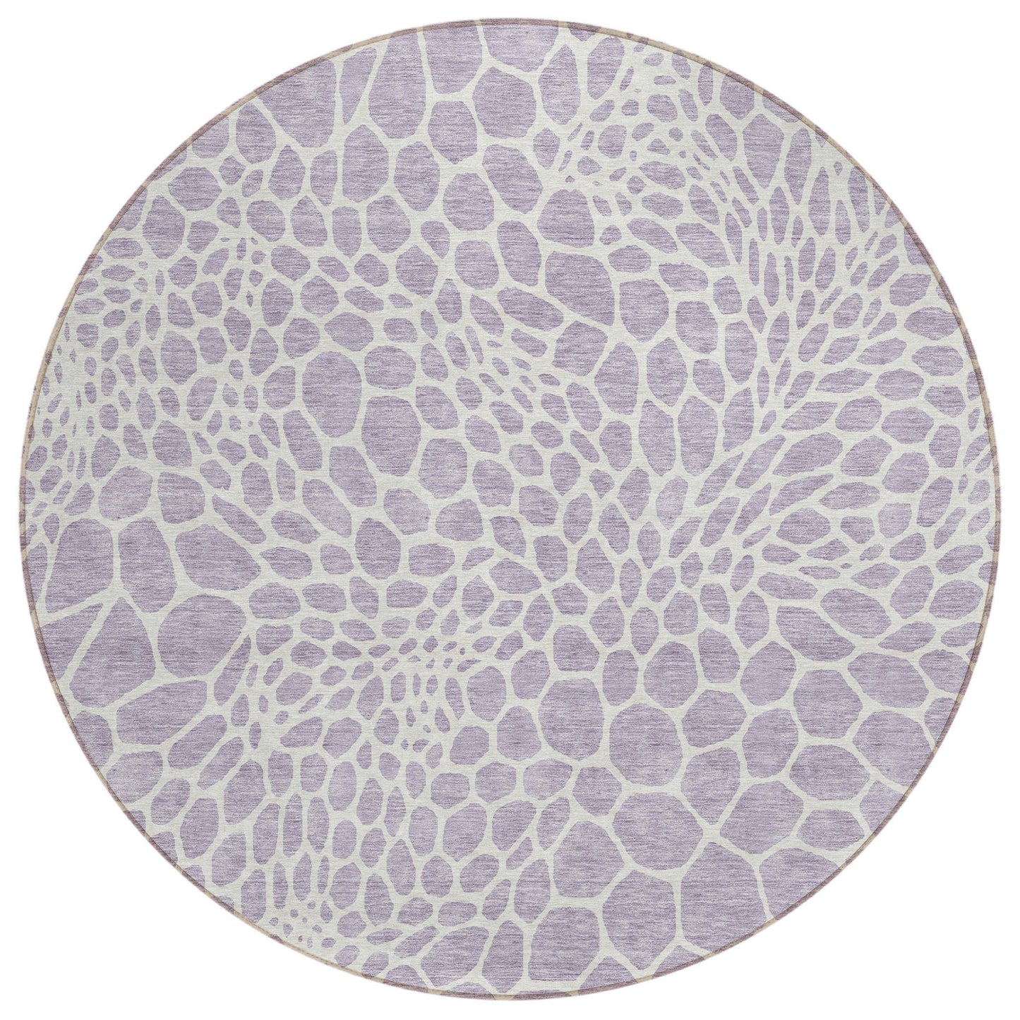 Tabselect Home Line 8' Lilac And Ivory Round Geometric Washable Indoor Outdoor Area Rug