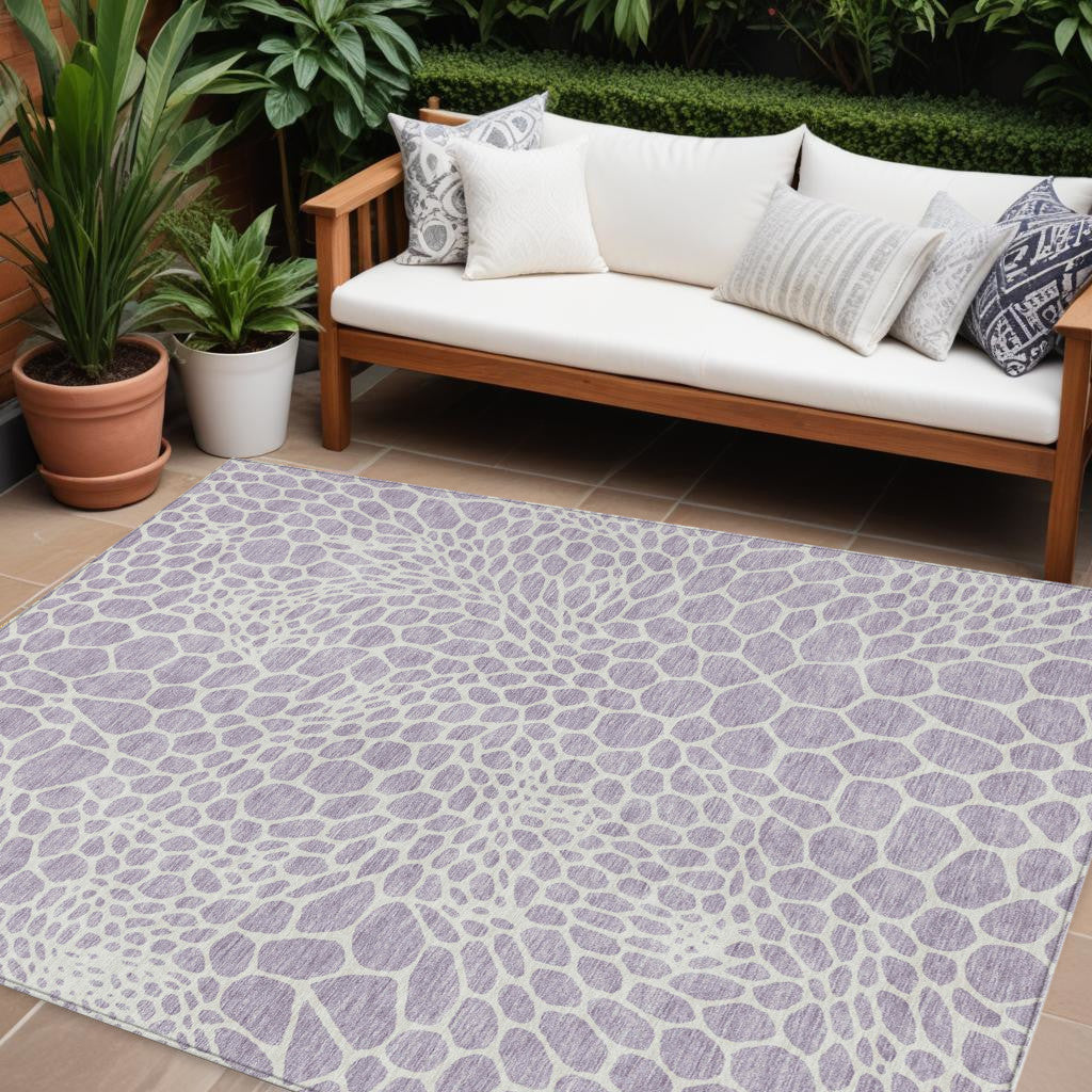 Tabselect Home Line 8' X 10' Lilac And Ivory Geometric Washable Indoor Outdoor Area Rug