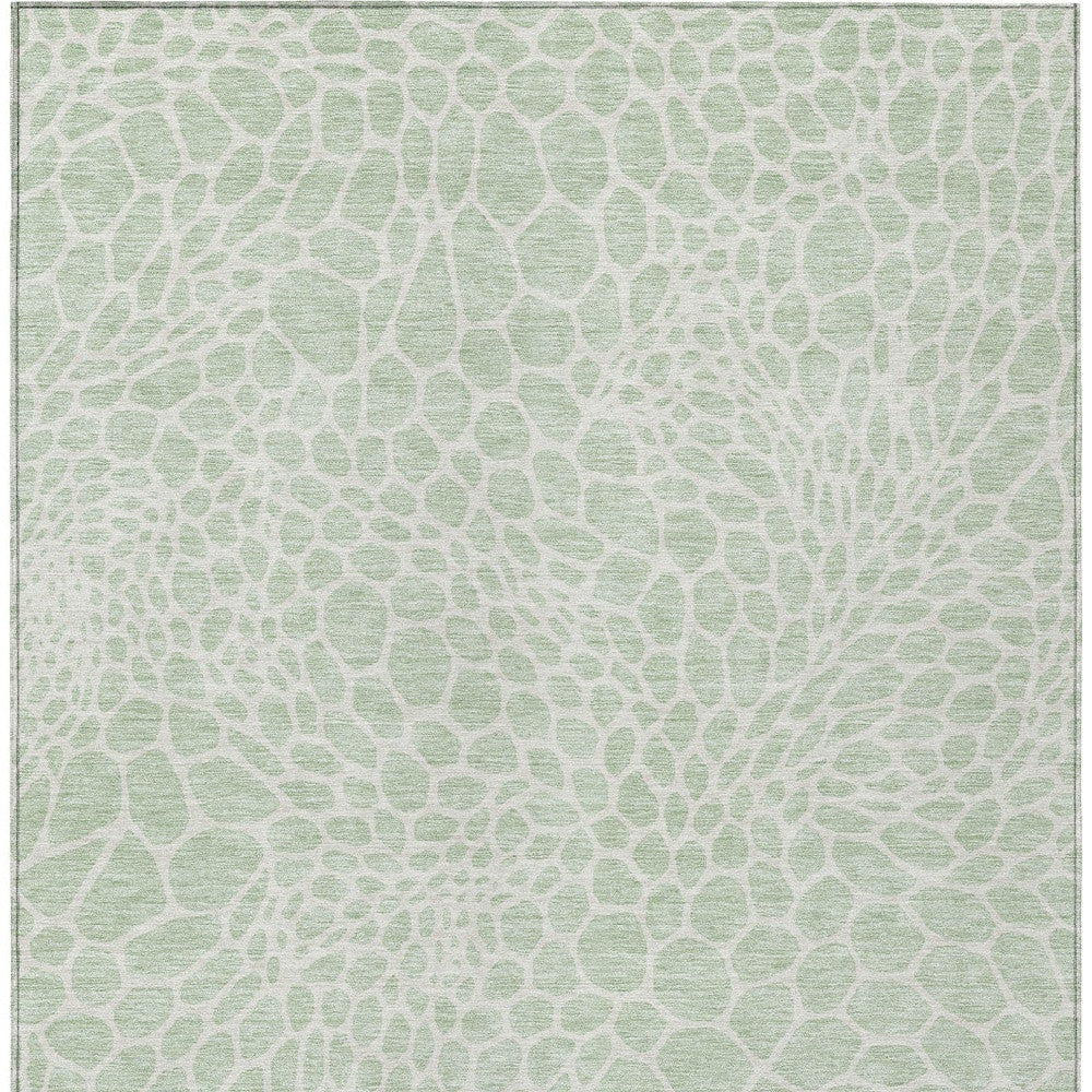 Tabselect Home Line 5' X 8' Mint Green And Ivory Geometric Washable Indoor Outdoor Area Rug