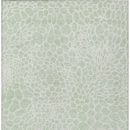 Tabselect Home Line 5' X 8' Mint Green And Ivory Geometric Washable Indoor Outdoor Area Rug