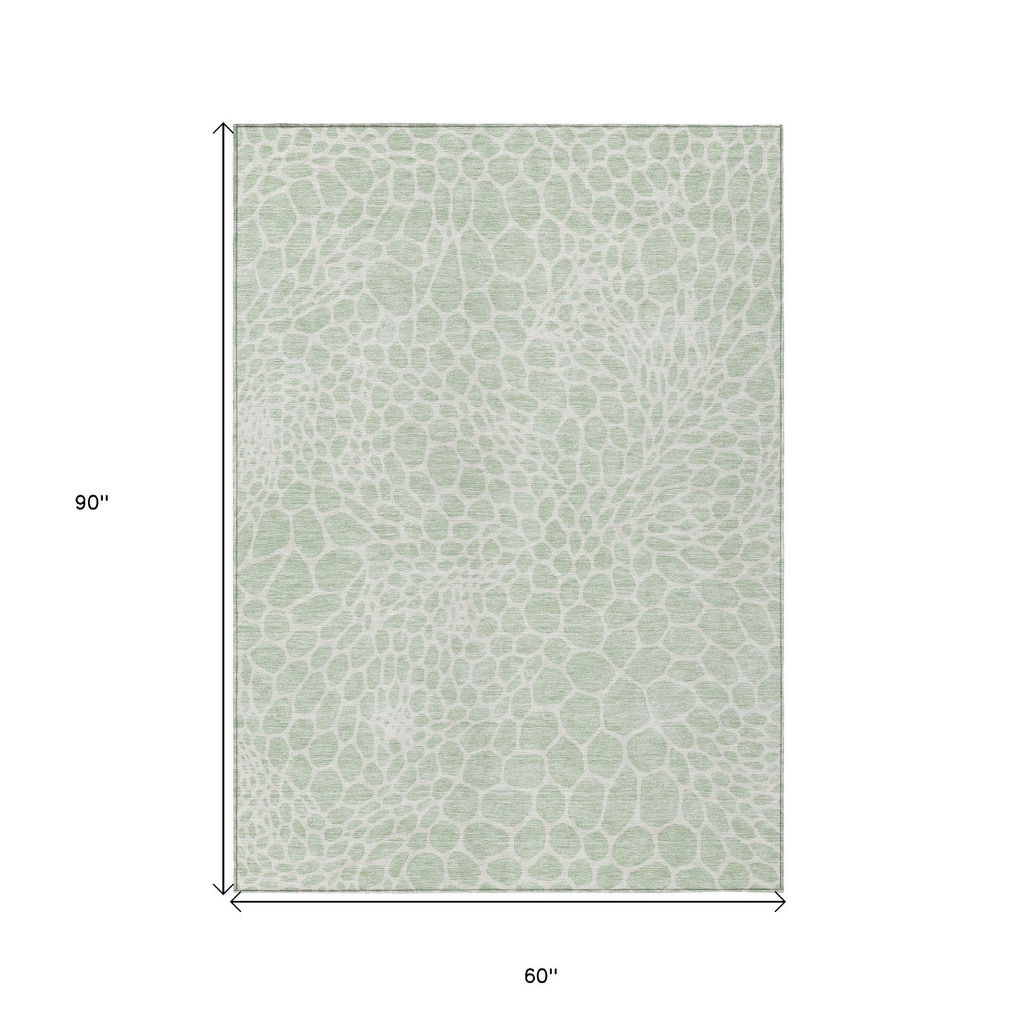 Tabselect Home Line 5' X 8' Mint Green And Ivory Geometric Washable Indoor Outdoor Area Rug