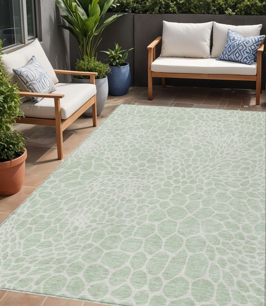 Tabselect Home Line 5' X 8' Mint Green And Ivory Geometric Washable Indoor Outdoor Area Rug