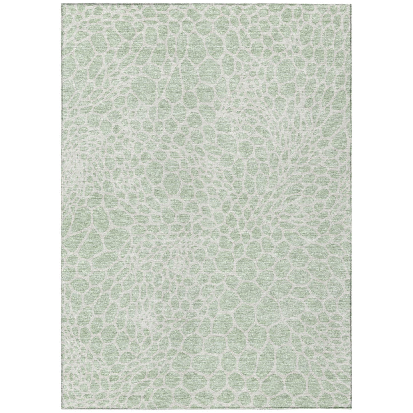 Tabselect Home Line 5' X 8' Mint Green And Ivory Geometric Washable Indoor Outdoor Area Rug