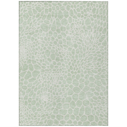 Tabselect Home Line 5' X 8' Mint Green And Ivory Geometric Washable Indoor Outdoor Area Rug