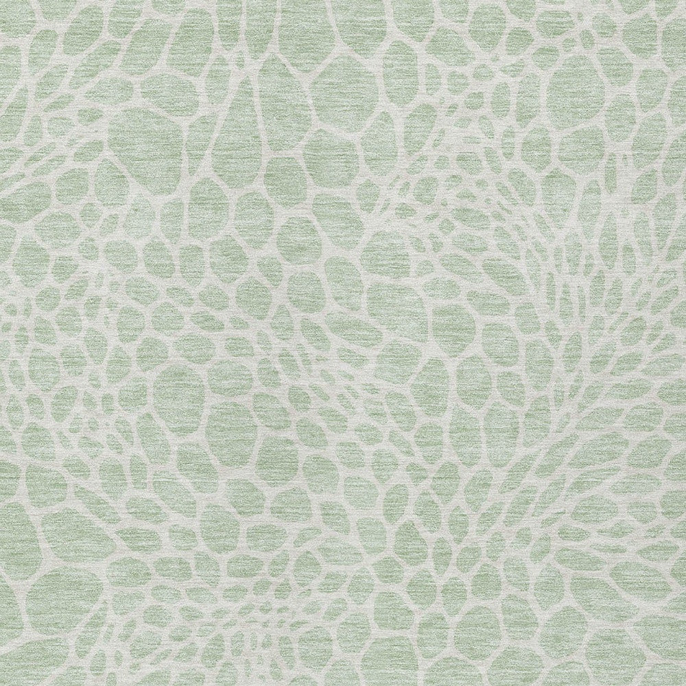 Tabselect Home Line 5' X 8' Mint Green And Ivory Geometric Washable Indoor Outdoor Area Rug