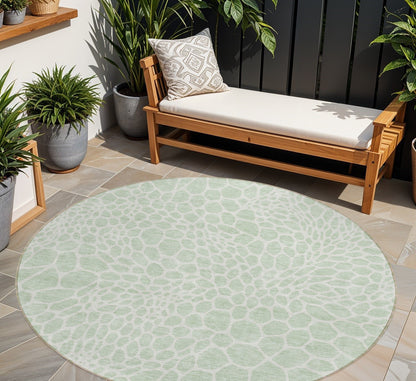 Tabselect Home Line 8' Mint Green And Ivory Round Geometric Washable Indoor Outdoor Area Rug