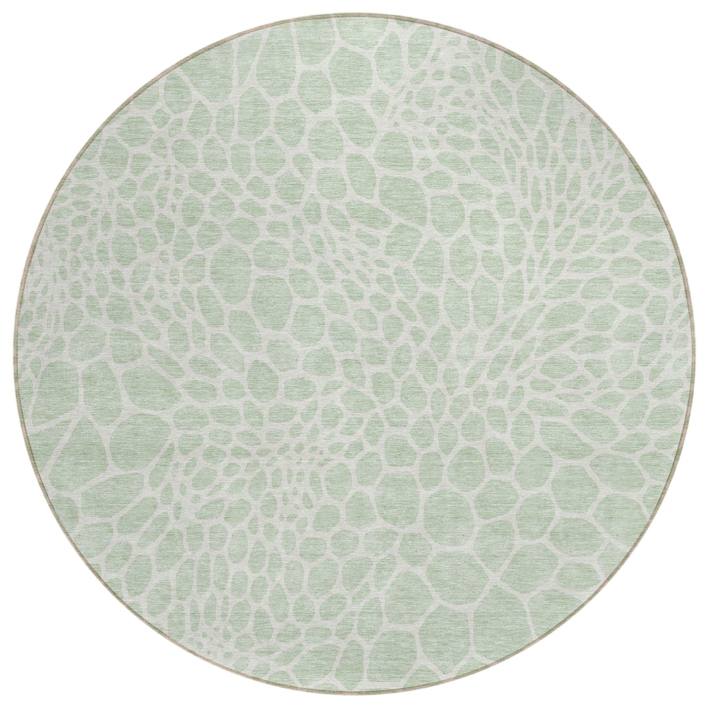 Tabselect Home Line 8' Mint Green And Ivory Round Geometric Washable Indoor Outdoor Area Rug