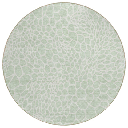 Tabselect Home Line 8' Mint Green And Ivory Round Geometric Washable Indoor Outdoor Area Rug