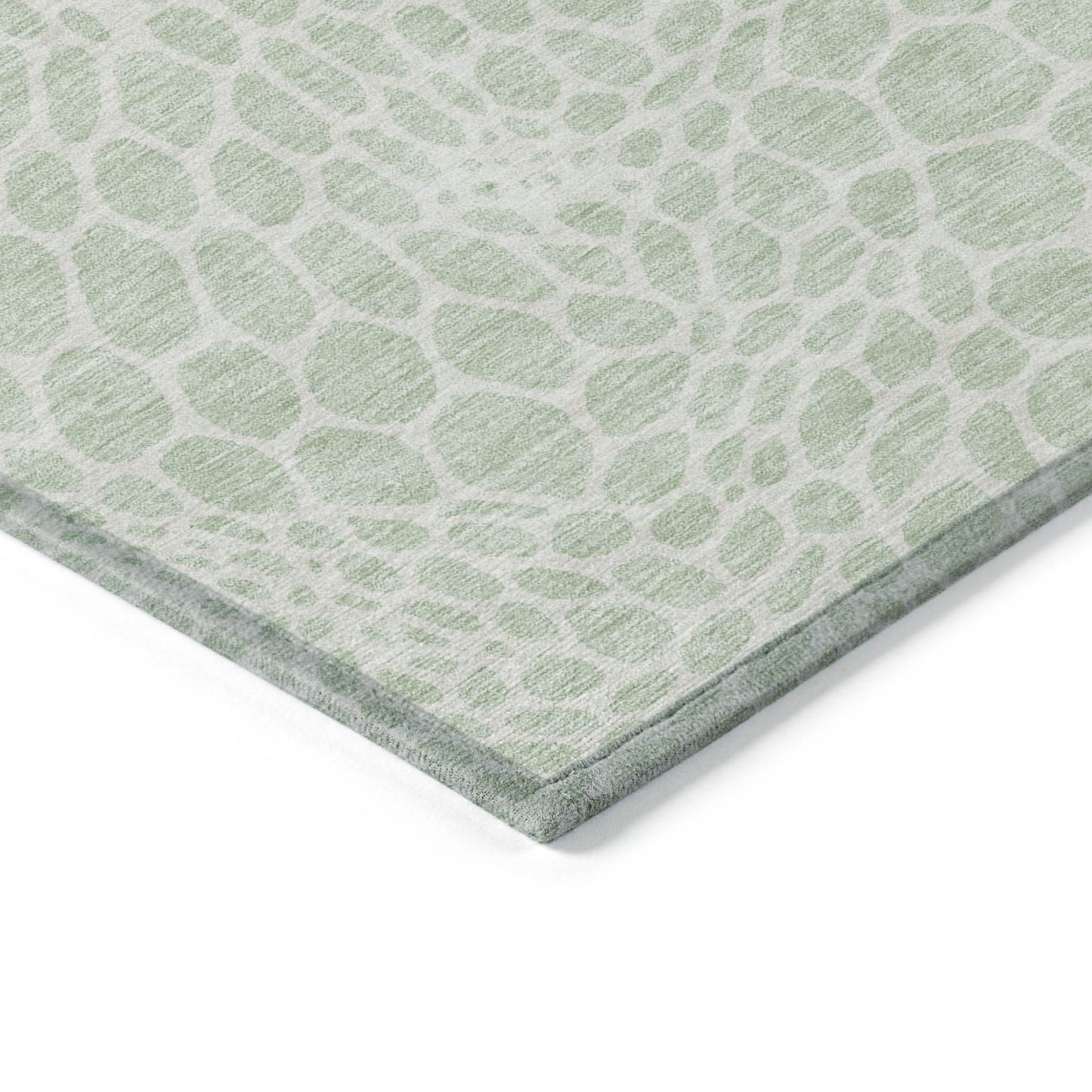 Tabselect Home Line 8' Mint Green And Ivory Round Geometric Washable Indoor Outdoor Area Rug