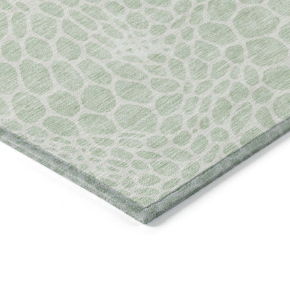 Tabselect Home Line 8' Mint Green And Ivory Round Geometric Washable Indoor Outdoor Area Rug