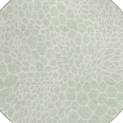 Tabselect Home Line 8' Mint Green And Ivory Round Geometric Washable Indoor Outdoor Area Rug