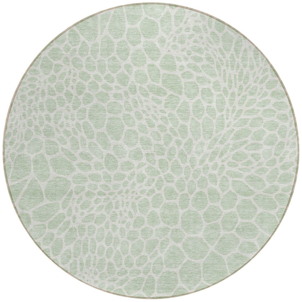 Tabselect Home Line 8' Mint Green And Ivory Round Geometric Washable Indoor Outdoor Area Rug