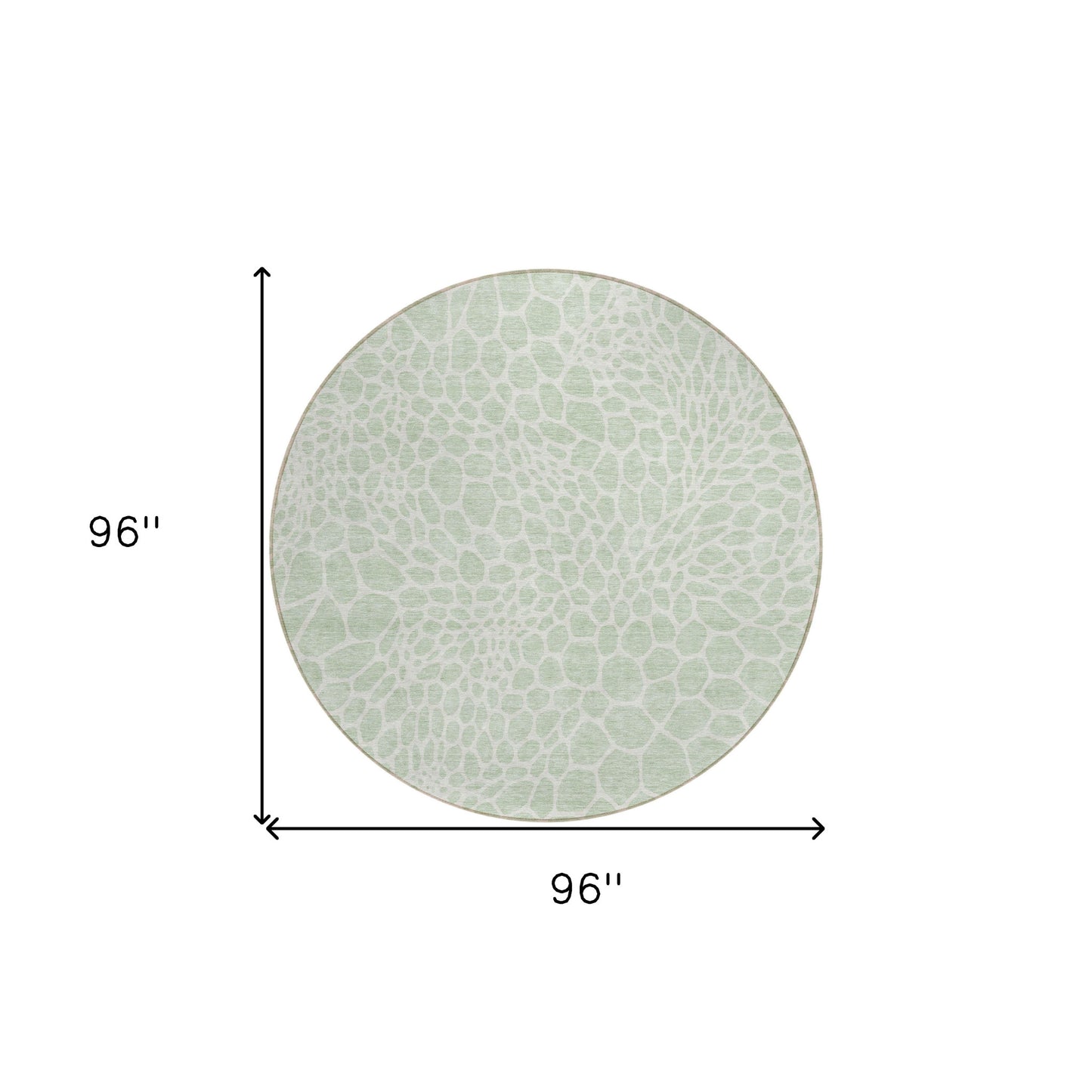 Tabselect Home Line 8' Mint Green And Ivory Round Geometric Washable Indoor Outdoor Area Rug