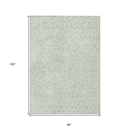 Tabselect Home Line 8' X 10' Mint Green And Ivory Geometric Washable Indoor Outdoor Area Rug
