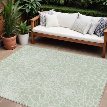 Tabselect Home Line 8' X 10' Mint Green And Ivory Geometric Washable Indoor Outdoor Area Rug