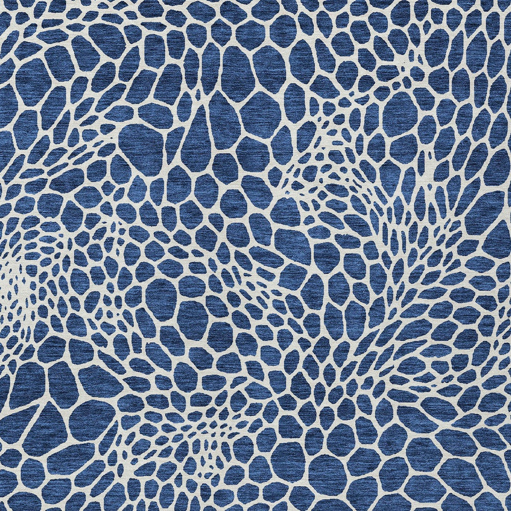 Tabselect Home Line 5' X 8' Navy Blue And Ivory Geometric Washable Indoor Outdoor Area Rug