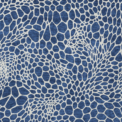 Tabselect Home Line 5' X 8' Navy Blue And Ivory Geometric Washable Indoor Outdoor Area Rug