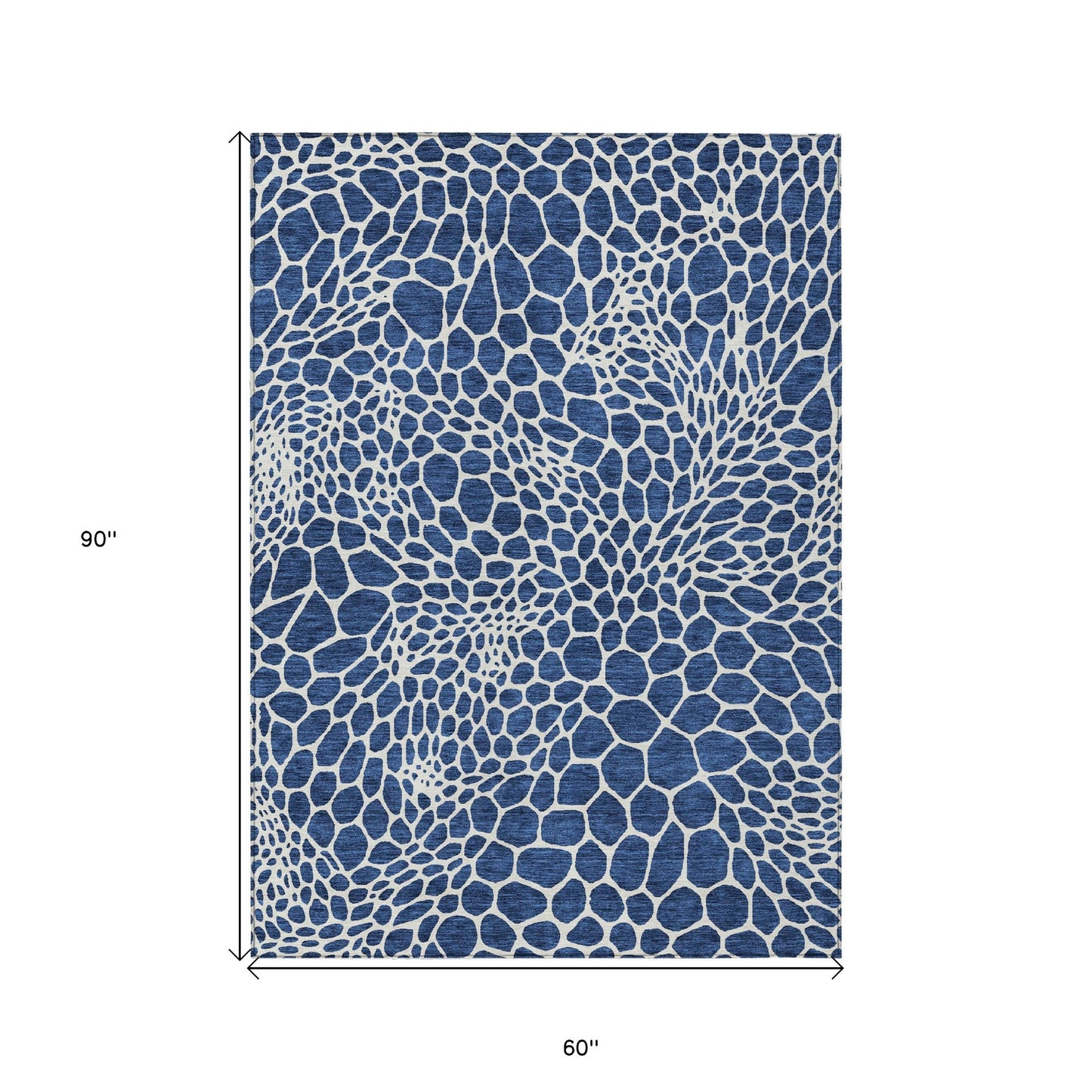 Tabselect Home Line 5' X 8' Navy Blue And Ivory Geometric Washable Indoor Outdoor Area Rug