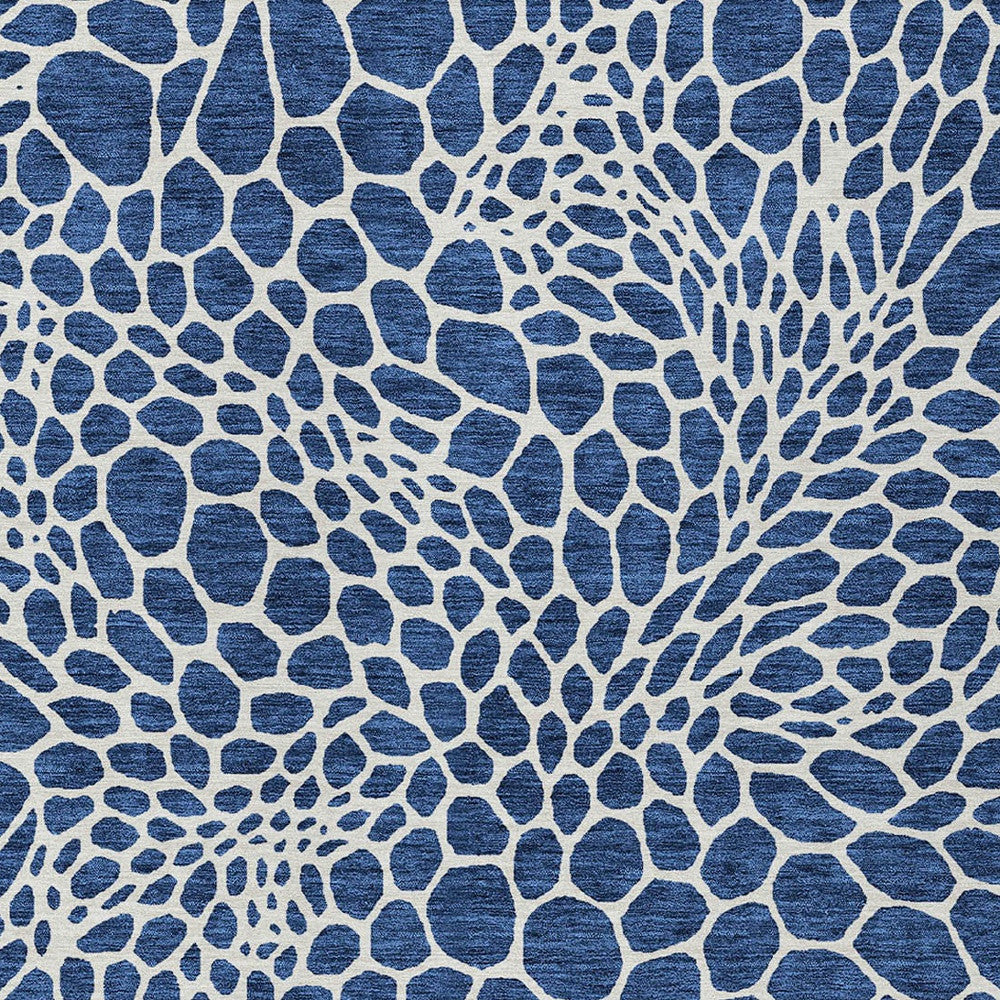 Tabselect Home Line 5' X 8' Navy Blue And Ivory Geometric Washable Indoor Outdoor Area Rug