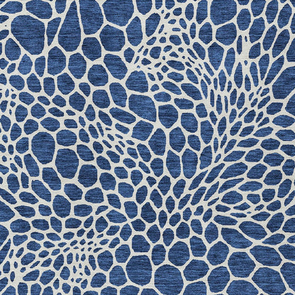 Tabselect Home Line 5' X 8' Navy Blue And Ivory Geometric Washable Indoor Outdoor Area Rug