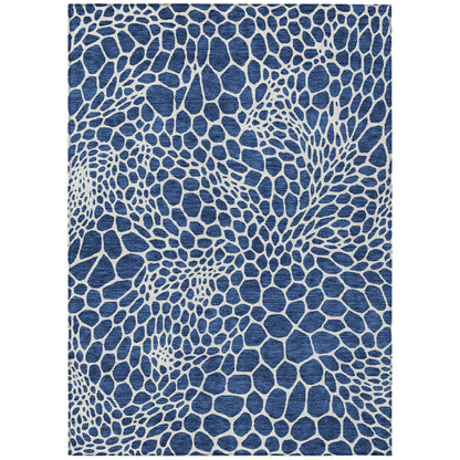 Tabselect Home Line 8' X 10' Navy Blue And Ivory Geometric Washable Indoor Outdoor Area Rug