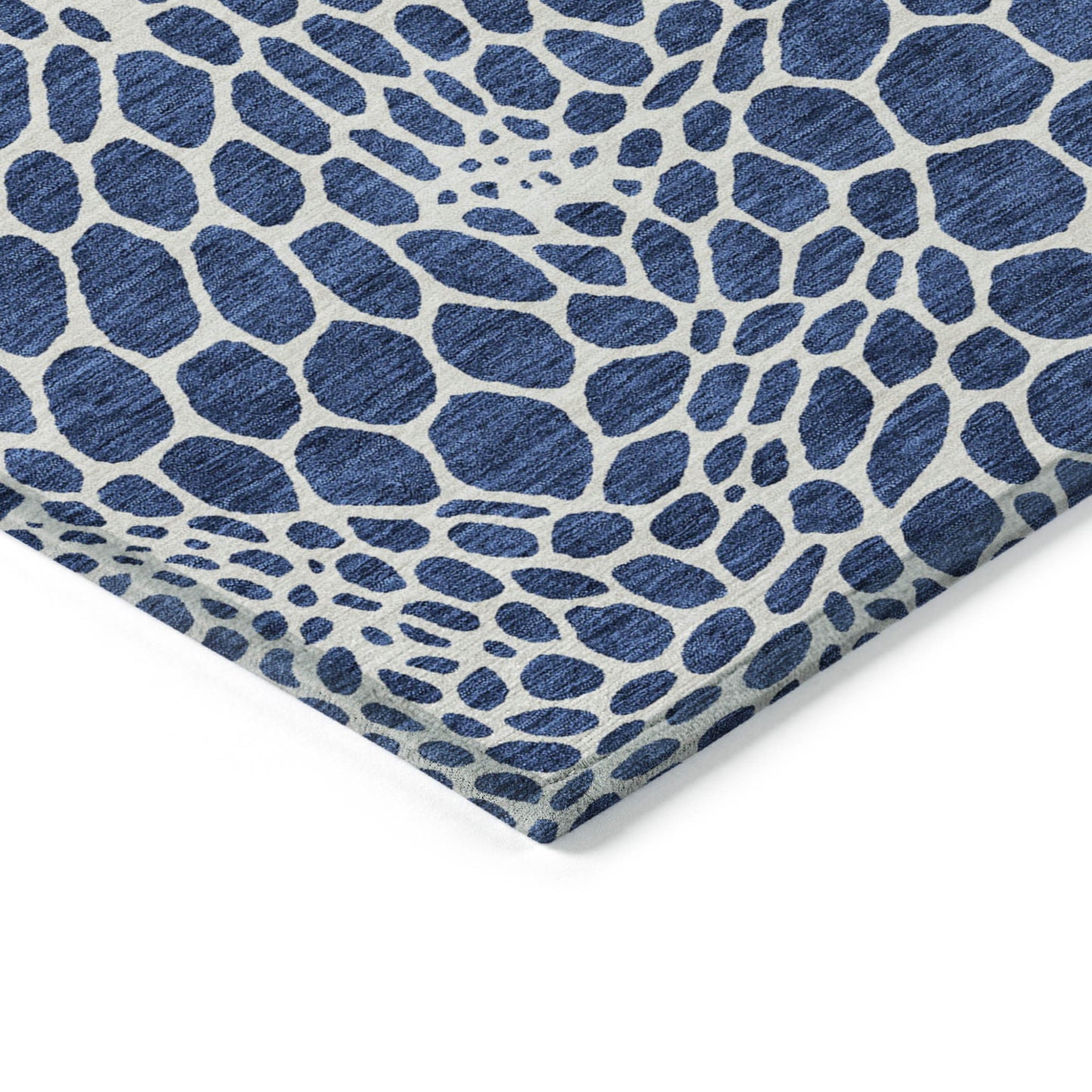 Tabselect Home Line 8' X 10' Navy Blue And Ivory Geometric Washable Indoor Outdoor Area Rug