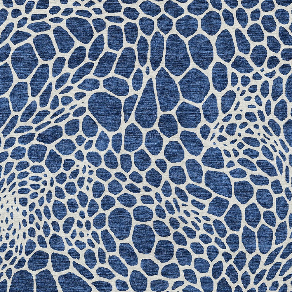 Tabselect Home Line 8' X 10' Navy Blue And Ivory Geometric Washable Indoor Outdoor Area Rug