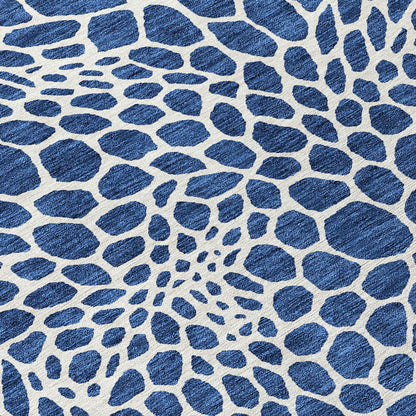 Tabselect Home Line 8' X 10' Navy Blue And Ivory Geometric Washable Indoor Outdoor Area Rug