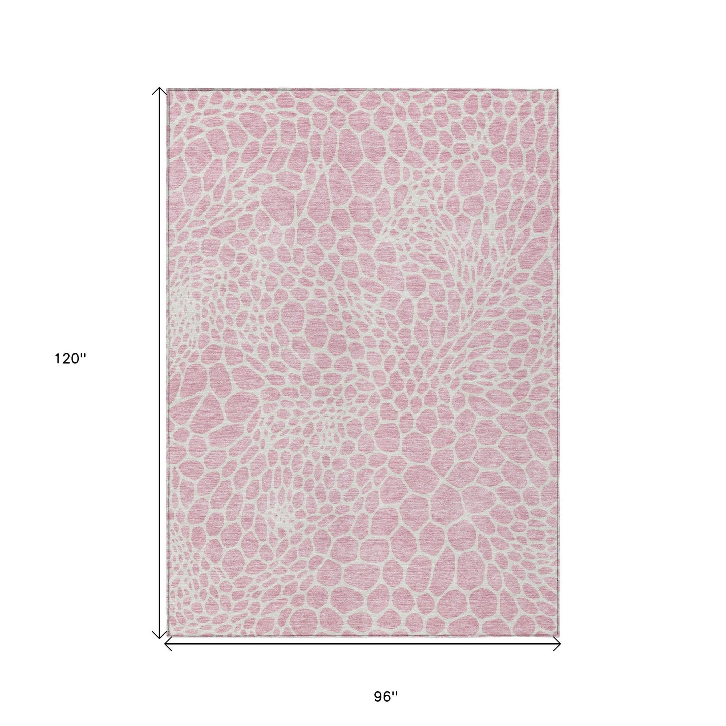 Tabselect Home Line 8' X 10' Pink And Ivory Geometric Washable Indoor Outdoor Area Rug