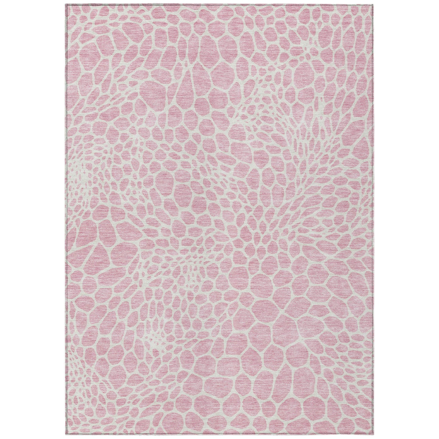 Tabselect Home Line 8' X 10' Pink And Ivory Geometric Washable Indoor Outdoor Area Rug