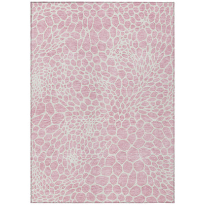 Tabselect Home Line 8' X 10' Pink And Ivory Geometric Washable Indoor Outdoor Area Rug