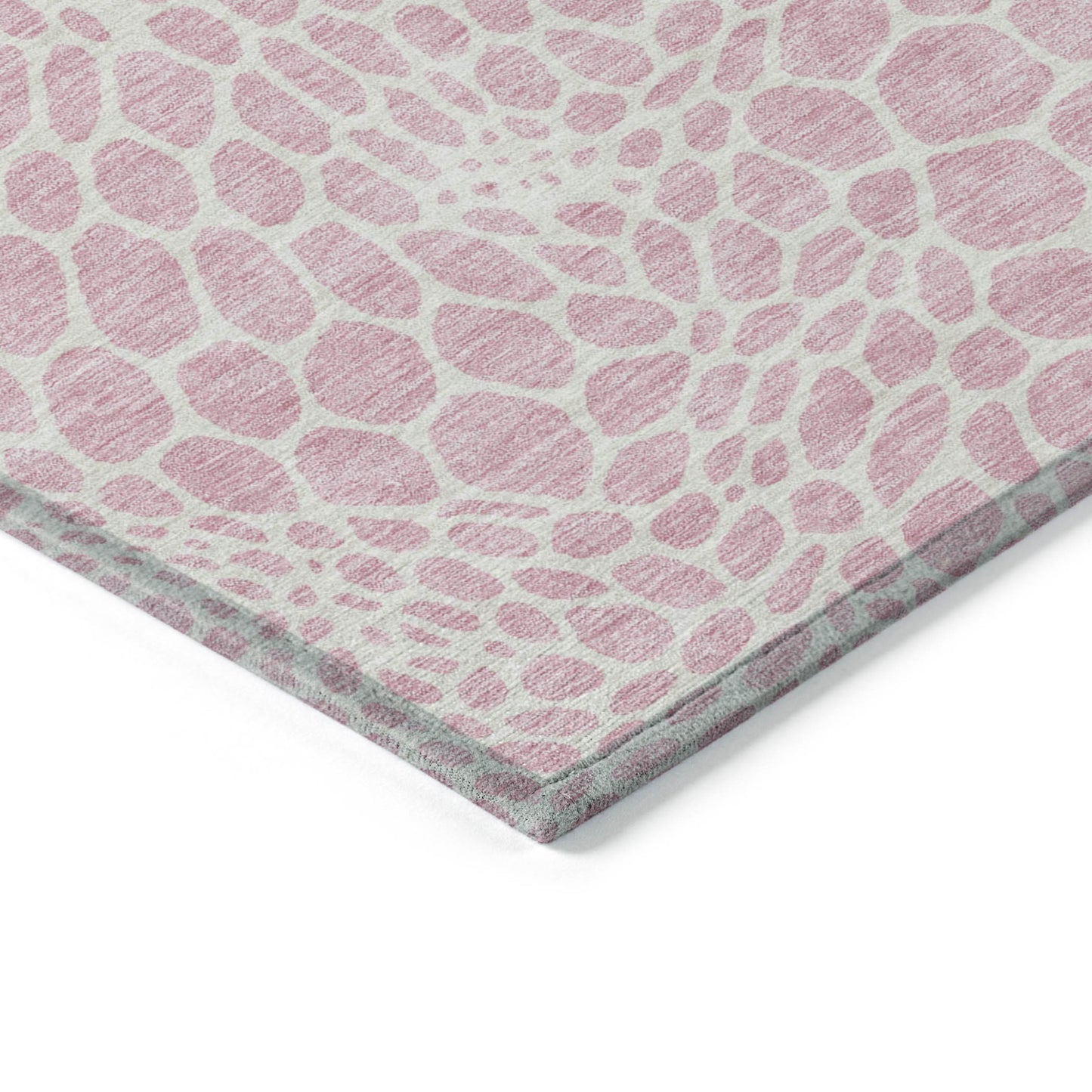 Tabselect Home Line 8' X 10' Pink And Ivory Geometric Washable Indoor Outdoor Area Rug