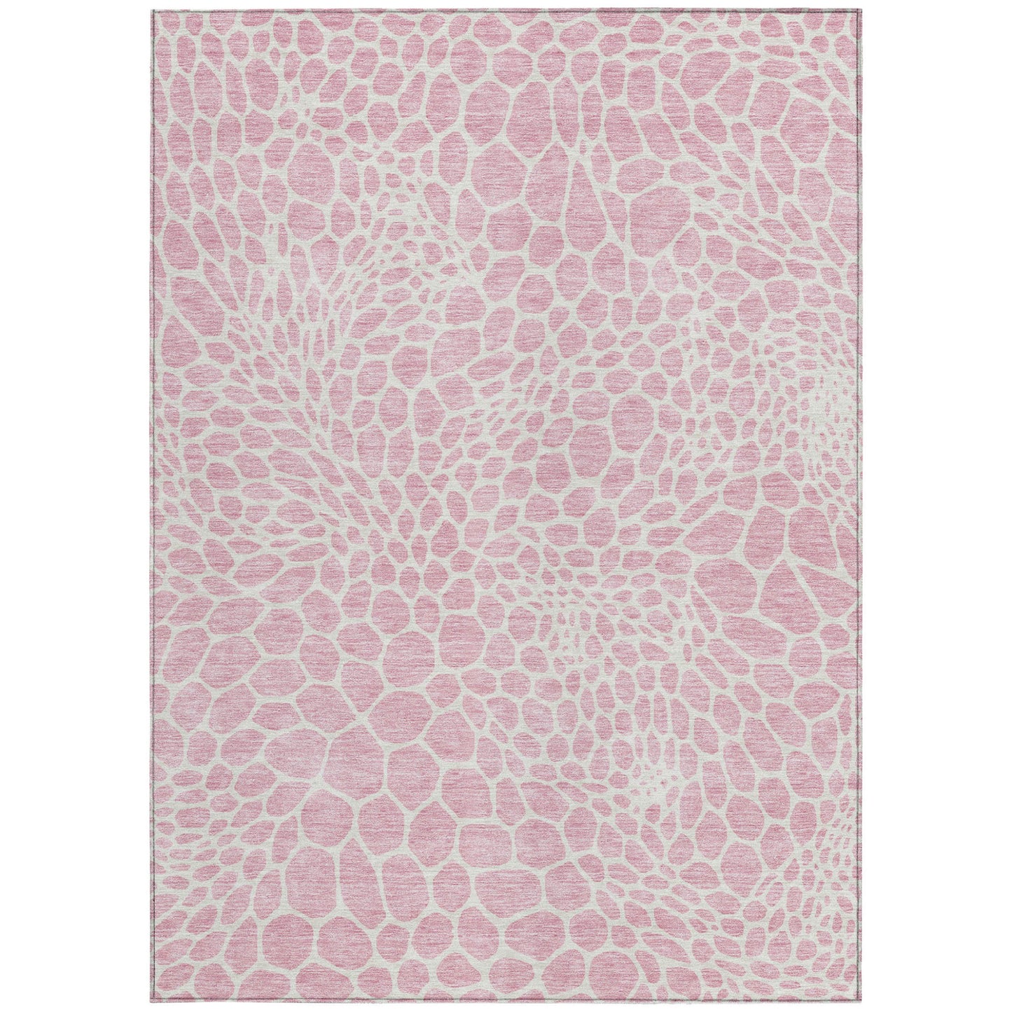 Tabselect Home Line 8' X 10' Pink And Ivory Geometric Washable Indoor Outdoor Area Rug
