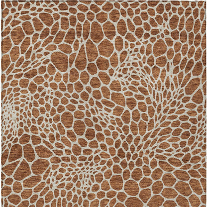 Tabselect Home Line 5' X 8' Brown And Beige Geometric Washable Indoor Outdoor Area Rug