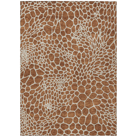 Tabselect Home Line 5' X 8' Brown And Beige Geometric Washable Indoor Outdoor Area Rug