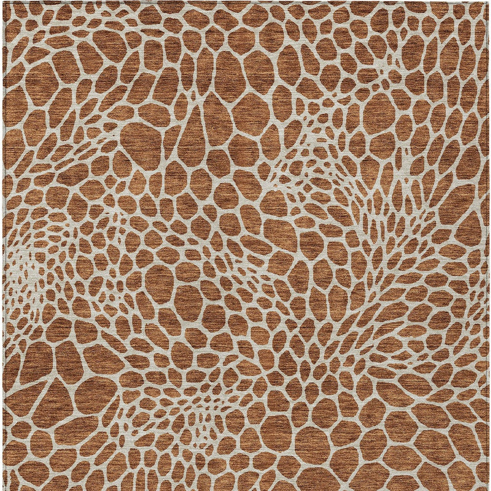 Tabselect Home Line 8' X 10' Brown And Beige Geometric Washable Indoor Outdoor Area Rug