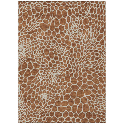 Tabselect Home Line 8' X 10' Brown And Beige Geometric Washable Indoor Outdoor Area Rug