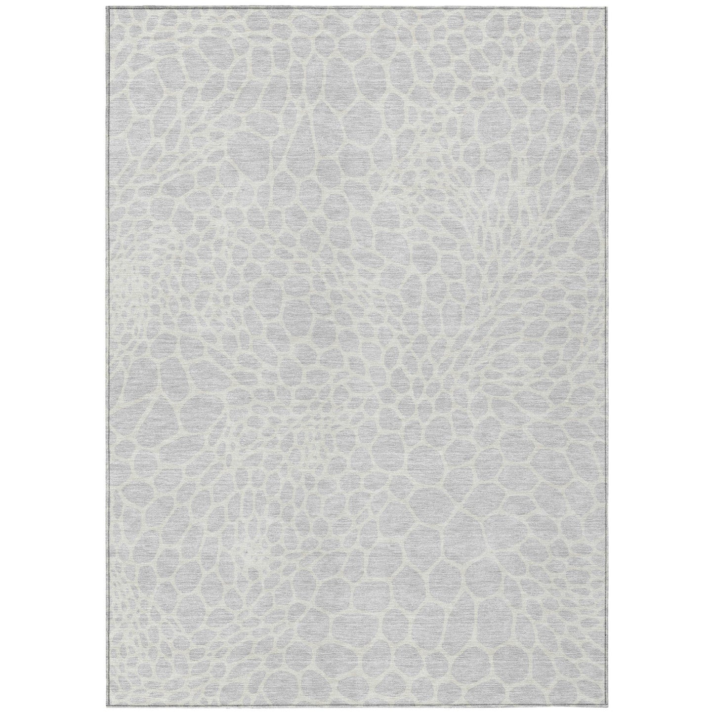 Tabselect Home Line 5' X 8' Silver And Gray Geometric Washable Indoor Outdoor Area Rug