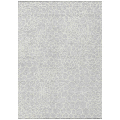 Tabselect Home Line 5' X 8' Silver And Gray Geometric Washable Indoor Outdoor Area Rug