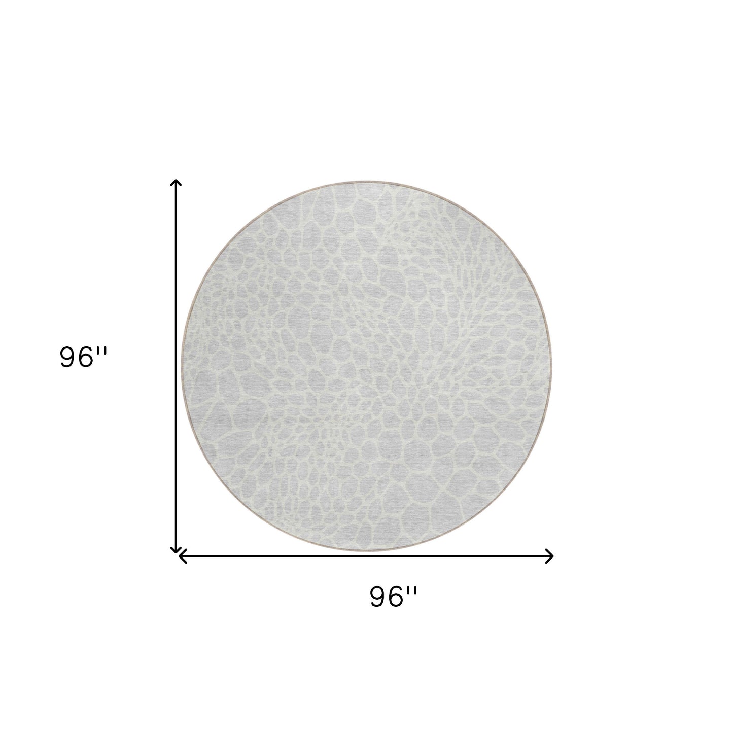 Tabselect Home Line 8' Silver And Gray Round Geometric Washable Indoor Outdoor Area Rug