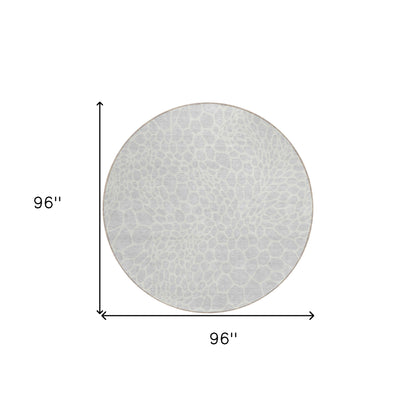 Tabselect Home Line 8' Silver And Gray Round Geometric Washable Indoor Outdoor Area Rug